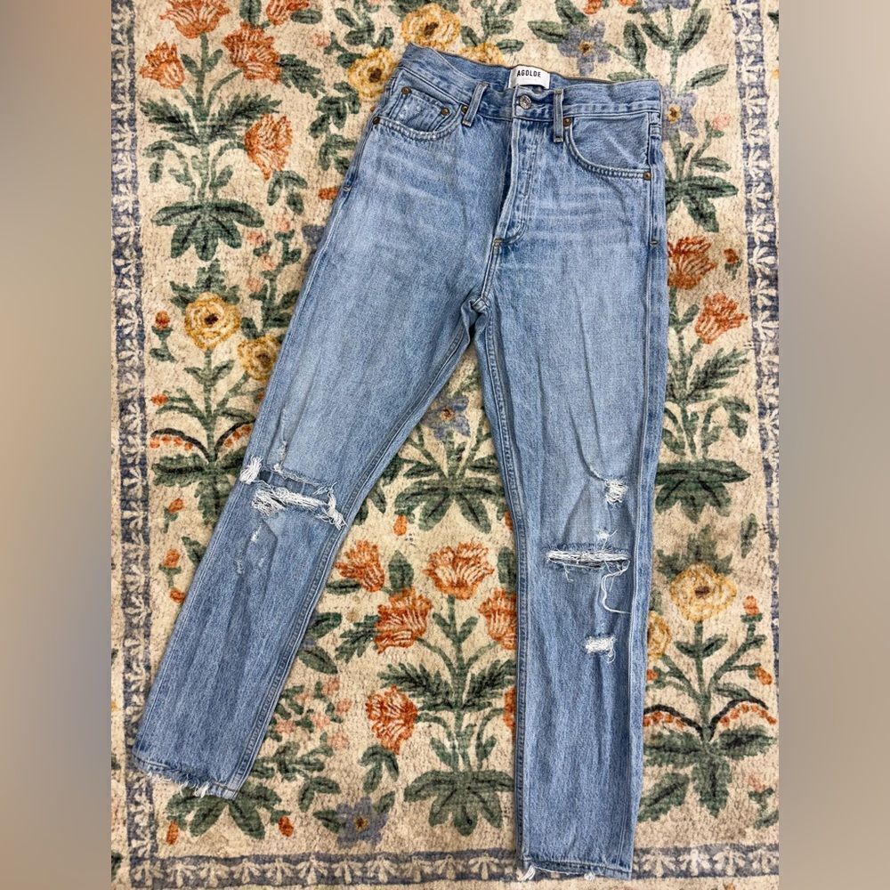 AGOLDE Jamie High Rise Classic Jean Distressed 23 light Wash